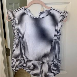 Navy Striped Crew Cuts Blouse